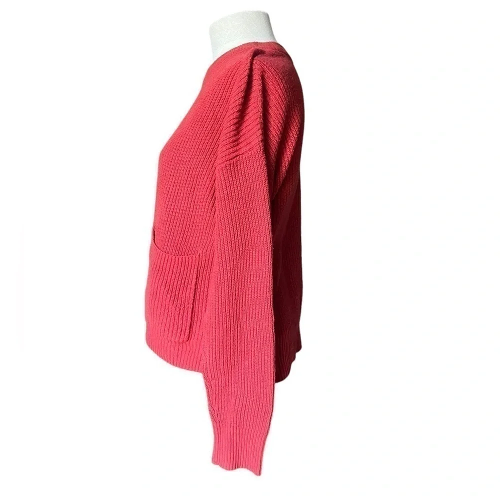 Madewell Chunky Knit Rust/Orange/Red Crew Neck Sweater, Size small. - Picture 3 of 10